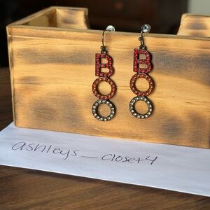 Halloween Rhinestone Dangle Boo Earrings